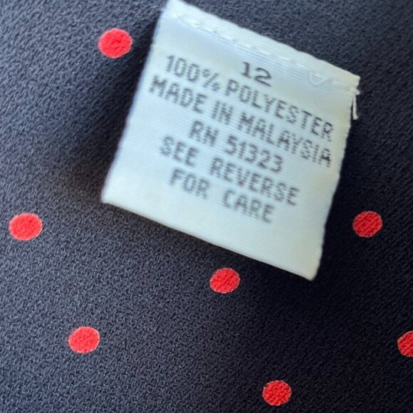 Chaus Red Polka Dot Sheath Dress, Gold Button, Long Sleeve, Size 12 - Picture 9 of 9